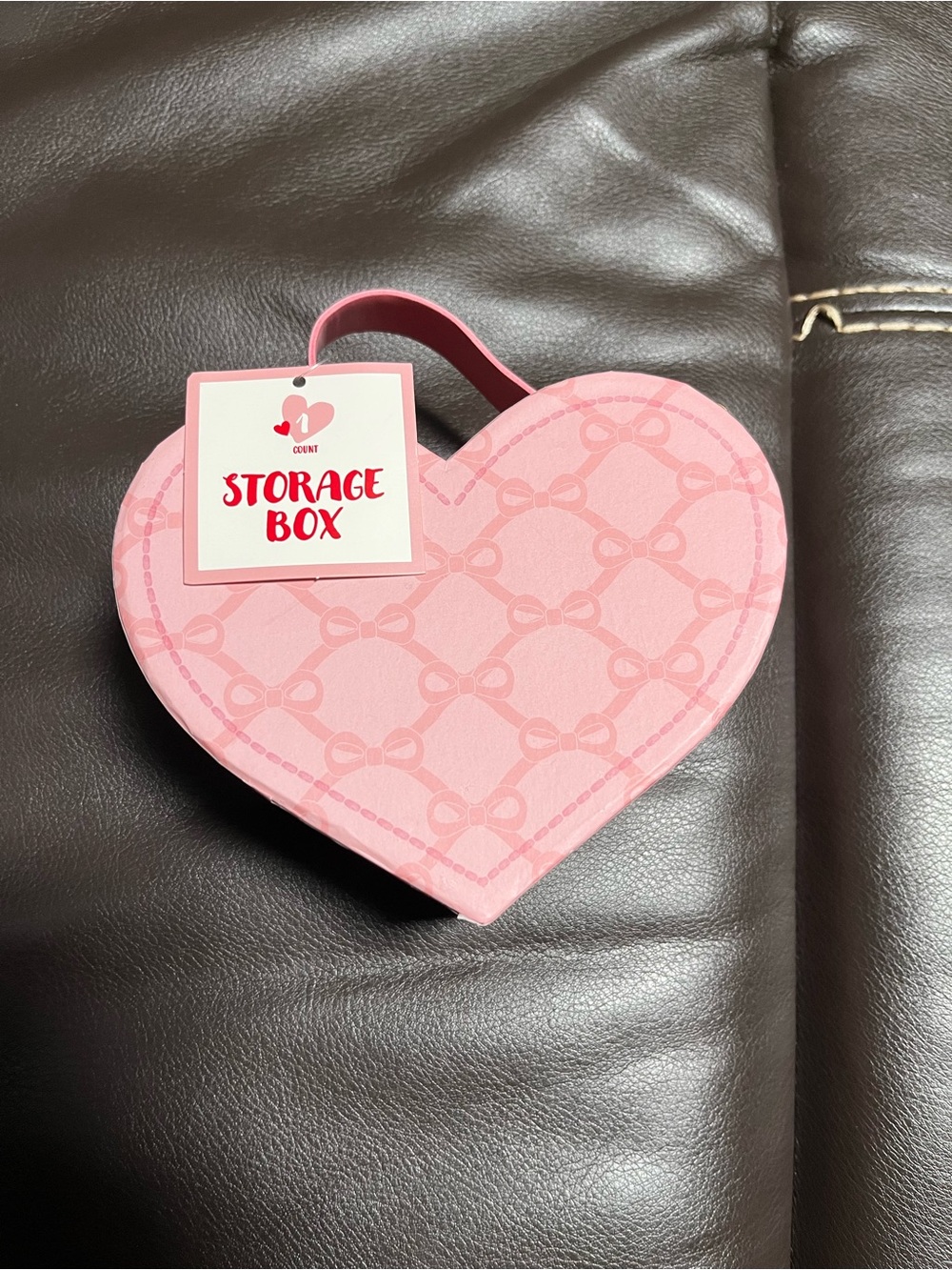Heart-Shaped Pink Small Storage Box with Handle
